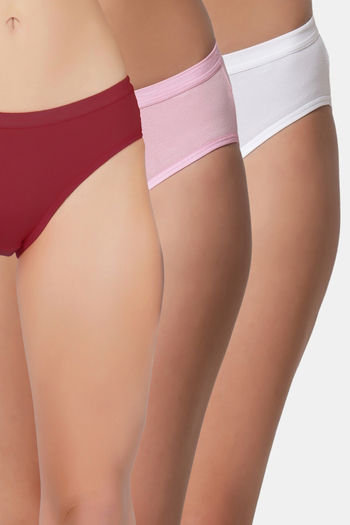 Buy Bleeding Heart Medium Rise Full Coverage Bikini Panty (Pack of 3) - Multicolor